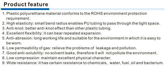 UCS Series Polyurethane tubing Product Feature