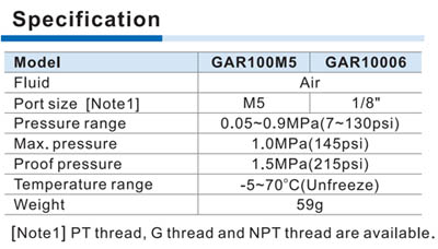 GAR100 Series Regulator Specifications