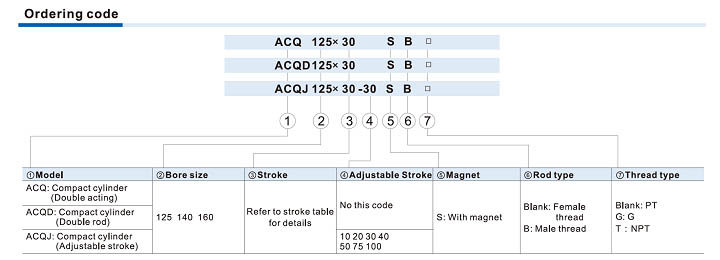 ACQ Series-Big bore size type Ordering Code