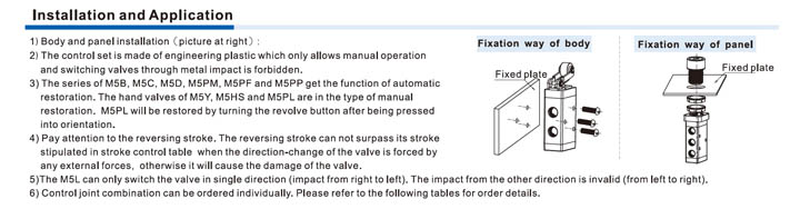 M5 Series Control Valve (5/2 way) Installation and Usage