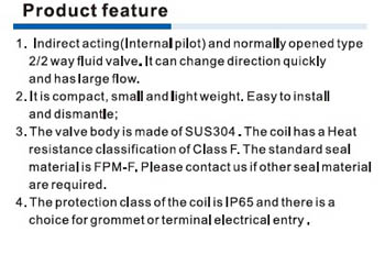 2KSA Series (Internally piloted and normally opened) Fluid control valve(2/2 way) Product Feature