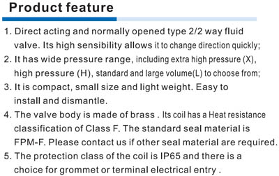 2KWA Series (Direct-acting and normally opened) Fluid control valve(2/2 way) Product Feature
